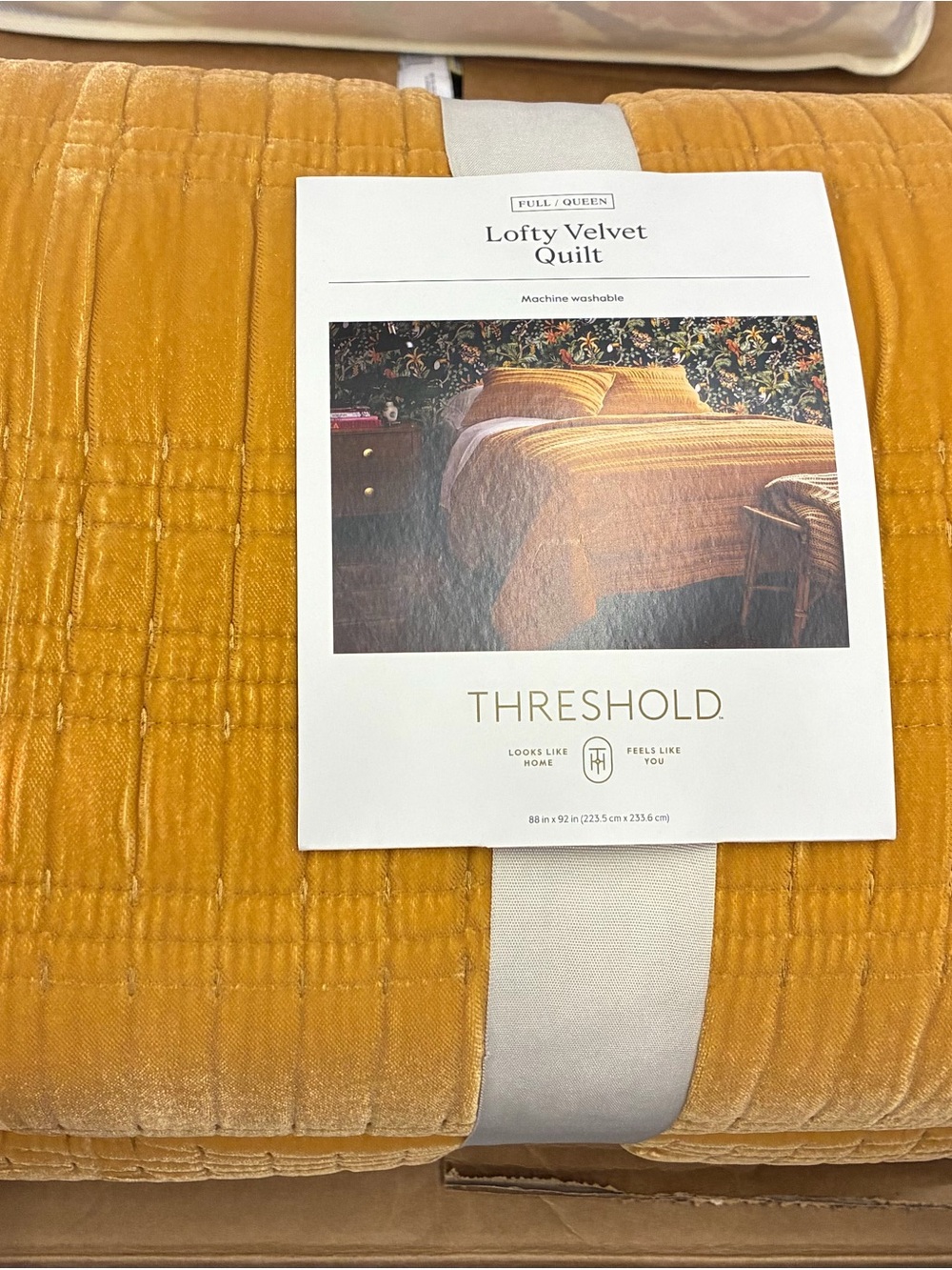 Threshold Lofty Velvet Quilt - Golden Yellow